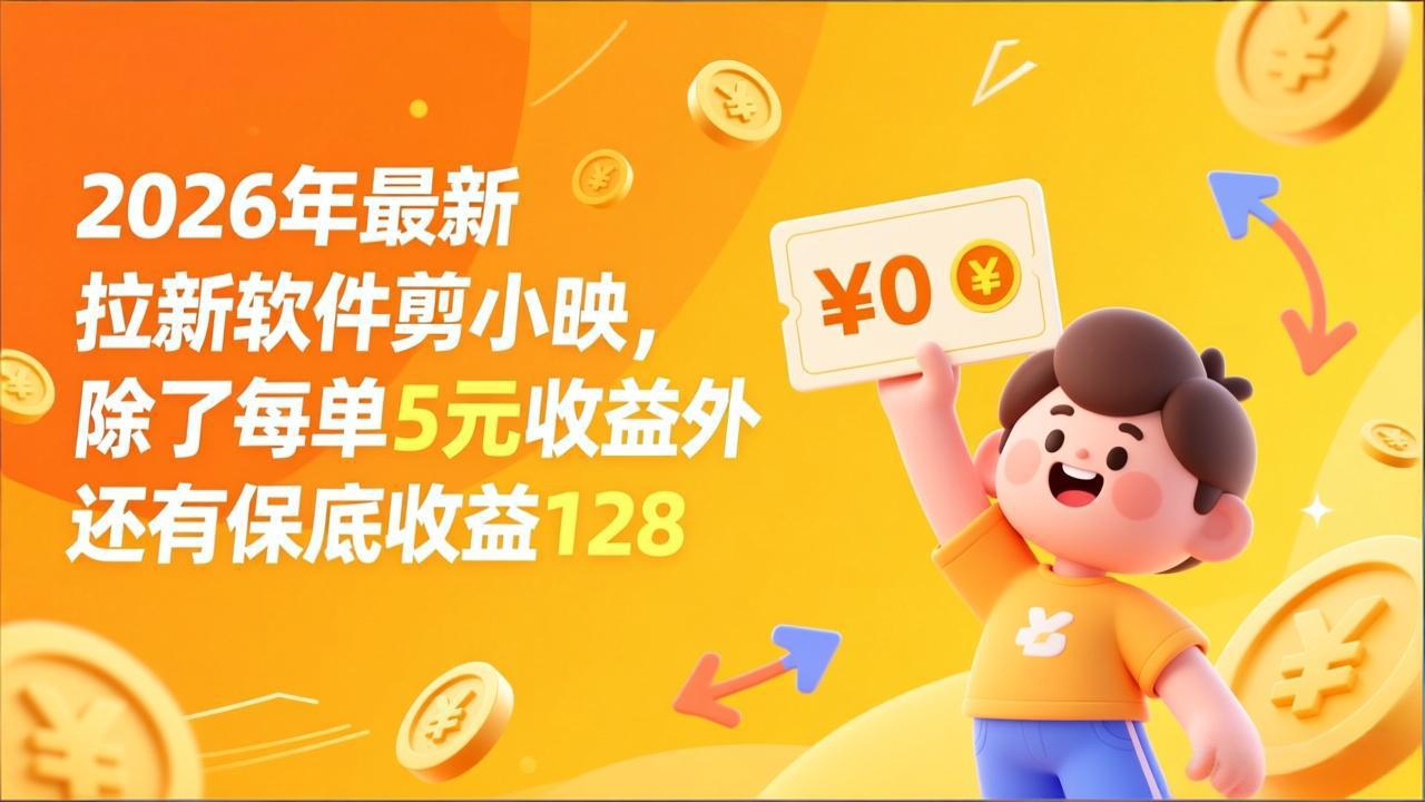 最新拉新软件剪小映，除了每单5元收益外还有保底收益128网赚库-项目库-轻创网-中创网-福缘网-冒泡网-资源之家-魔方项目库网赚库