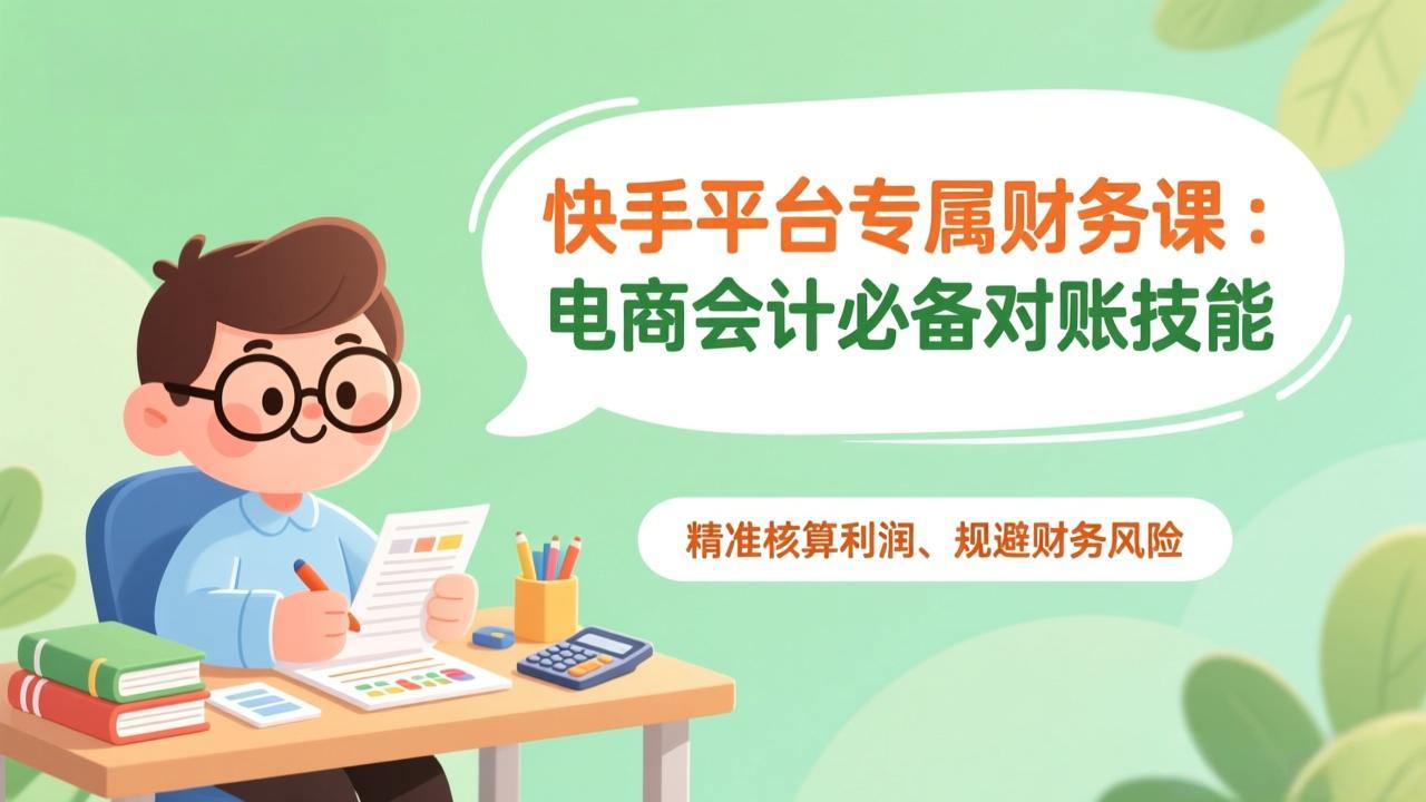 快手平台专属财务课：电商会计必备对账技能，精准核算利润、规避财务风险网赚库-项目库-轻创网-中创网-福缘网-冒泡网-资源之家-魔方项目库网赚库