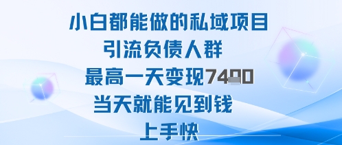 2025年小白都能做的私域项目引流负债人群最高一天变现1k+高变现难度低当天就能见到钱上手快网赚库-项目库-轻创网-中创网-福缘网-冒泡网-资源之家-魔方项目库网赚库