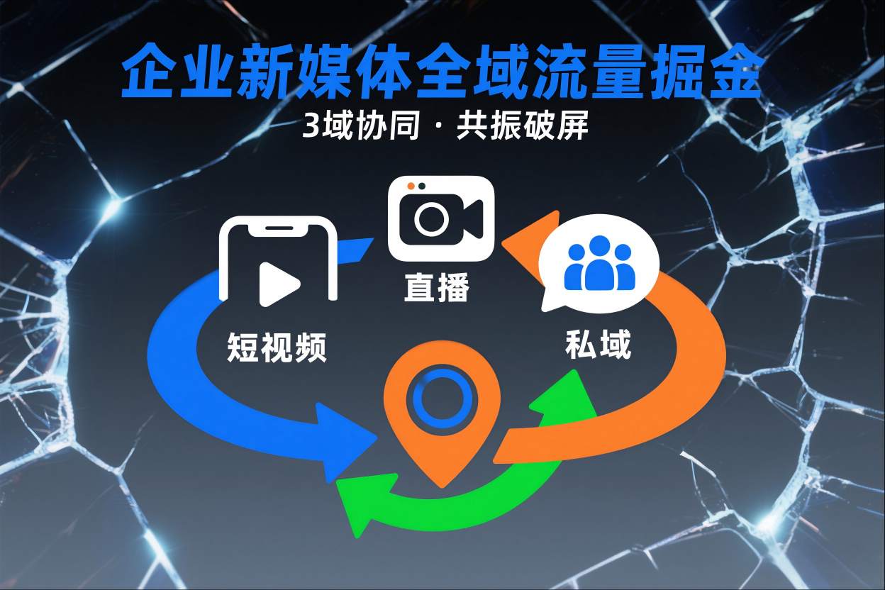 短视频全域商业模式，企业新媒体全域流量掘金，3域协同，共振破屏，短视频-直播-私域-地域网赚库-项目库-轻创网-中创网-福缘网-冒泡网-资源之家-魔方项目库网赚库