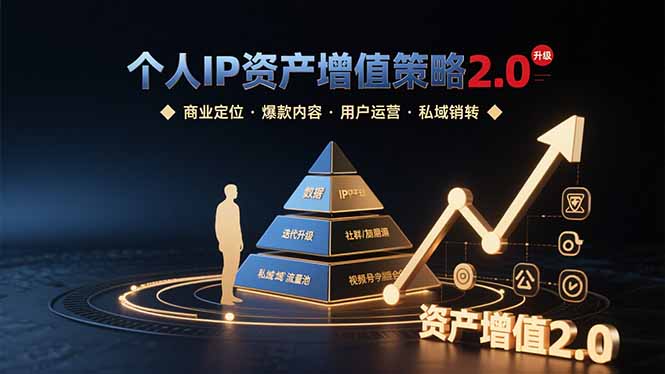 个人IP资产增值策略2.0 拆解商业定位/爆款内容/用户运营/私域销转四大模块网赚库-项目库-轻创网-中创网-福缘网-冒泡网-资源之家-魔方项目库网赚库