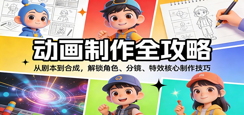 动画制作全攻略：从剧本到合成，解锁角色、分镜、特效核心制作技巧网赚库-项目库-轻创网-中创网-福缘网-冒泡网-资源之家-魔方项目库网赚库