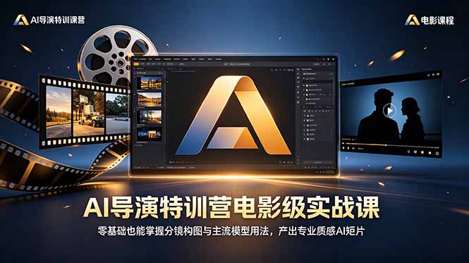 AI导演特训营电影级实战课，零基础也能掌握分镜构图与主流模型用法，产出专业质感AI短片网赚库-项目库-轻创网-中创网-福缘网-冒泡网-资源之家-魔方项目库网赚库