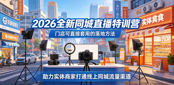 2026全新同城直播特训营,门店可直接套用的落地方法,助力实体商家打通线上同城流量渠道网赚库-项目库-轻创网-中创网-福缘网-冒泡网-资源之家-魔方项目库网赚库