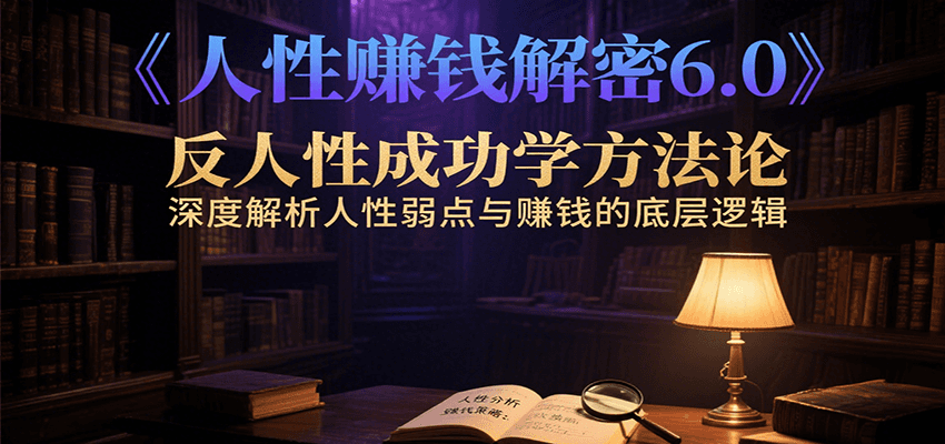人性赚钱解密6.0，反人性成功学方法论，深度解析人性弱点与赚钱的底层逻辑网赚库-项目库-轻创网-中创网-福缘网-冒泡网-资源之家-魔方项目库网赚库