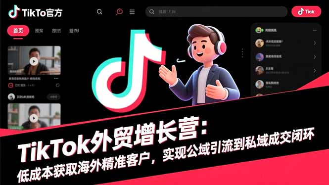TikTok外贸增长营：低成本获取海外精准客户，实现公域引流到私域成交闭环网赚库-项目库-轻创网-中创网-福缘网-冒泡网-资源之家-魔方项目库网赚库