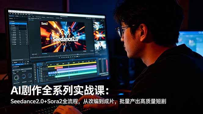 AI剧作全系列实战课:Seedance2.0+Sora2全流程,从改编到成片,批量产出高质量短剧网赚库-项目库-轻创网-中创网-福缘网-冒泡网-资源之家-魔方项目库网赚库