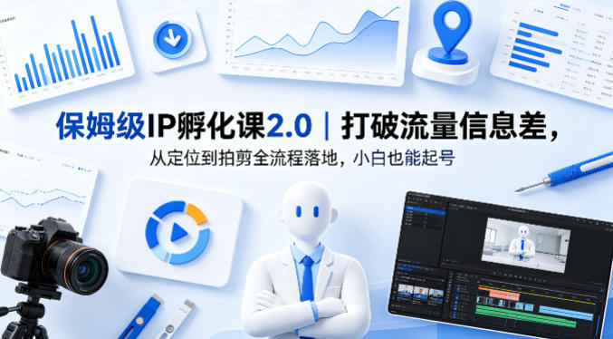 保姆级IP孵化课2.0|打破流量信息差,从定位到拍剪全流程落地,小白也能起号网赚库-项目库-轻创网-中创网-福缘网-冒泡网-资源之家-魔方项目库网赚库