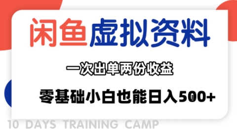 闲鱼虚拟资料新变现玩法，信息差项目，一次出单两份收益，无需囤货，可批量矩阵，零基础小白也能日入多张网赚库-项目库-轻创网-中创网-福缘网-冒泡网-资源之家-魔方项目库网赚库