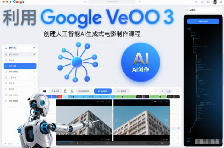 利l用Google Veo 3创建人工智能AI生成式电影制作课程,使用人工智能的力量创建令人惊叹的视频网赚库-项目库-轻创网-中创网-福缘网-冒泡网-资源之家-魔方项目库网赚库