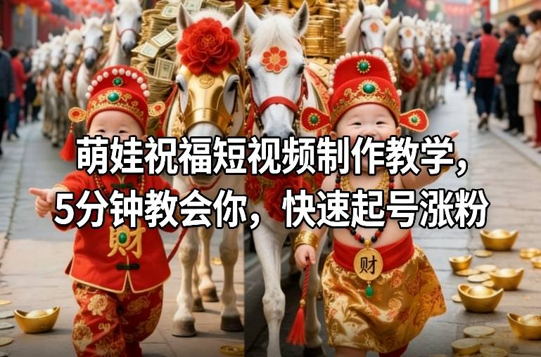 萌娃祝福短视频制作教学，5分钟教会你，快速起号涨粉网赚库-项目库-轻创网-中创网-福缘网-冒泡网-资源之家-魔方项目库网赚库