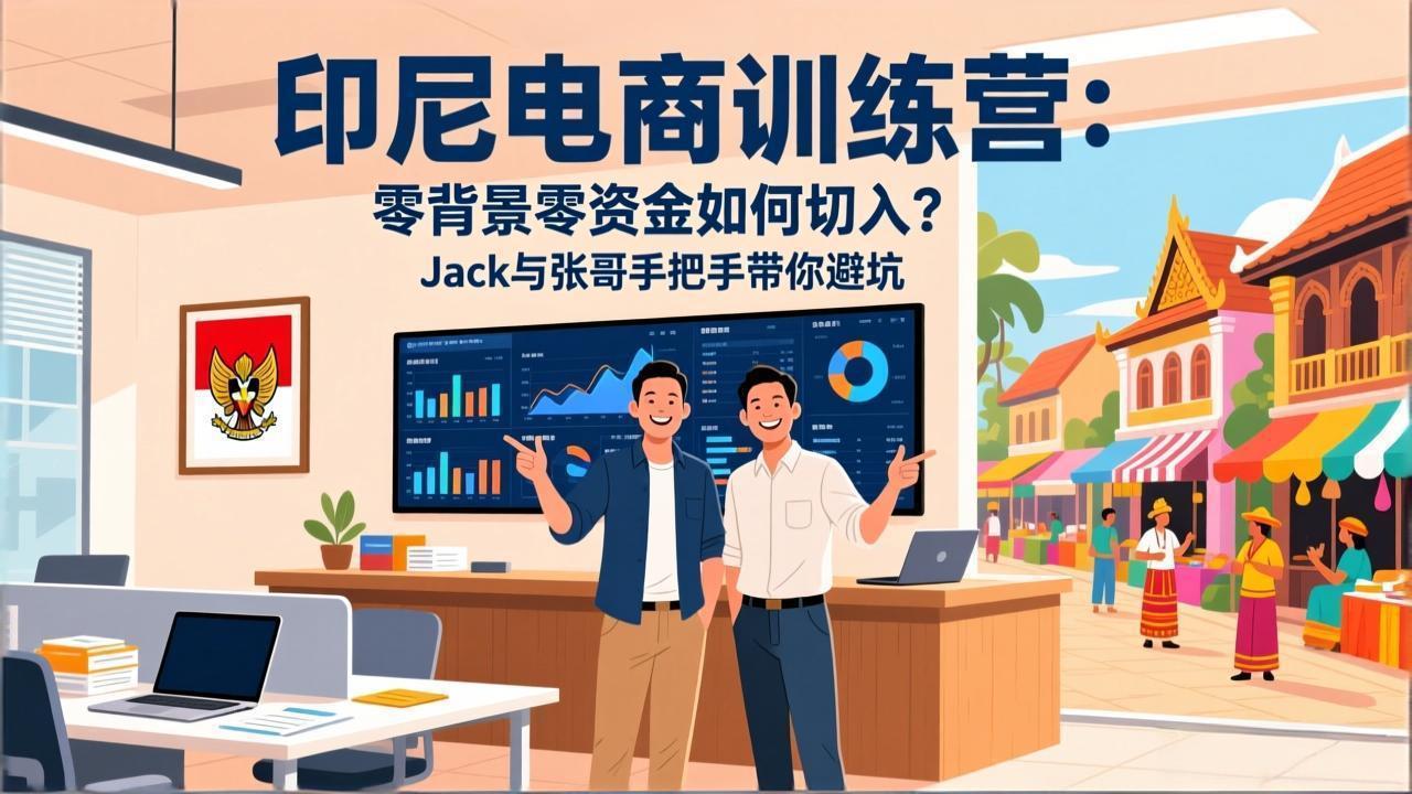 印尼电商训练营：零背景零资金如何切入？Jack与张哥手把手带你避坑网赚库-项目库-轻创网-中创网-福缘网-冒泡网-资源之家-魔方项目库网赚库