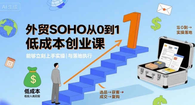 外贸SOHO从0到1低成本创业课，能够立刻上手实操与落地执行网赚库-项目库-轻创网-中创网-福缘网-冒泡网-资源之家-魔方项目库网赚库