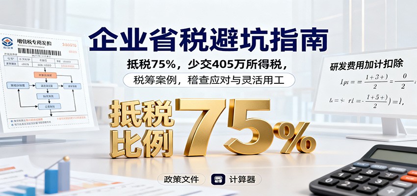 企业省税避坑指南：抵税75%，少交405万所得税，税筹案例，稽查应对与灵活用工网赚库-项目库-轻创网-中创网-福缘网-冒泡网-资源之家-魔方项目库网赚库