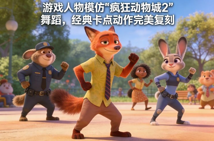 游戏人物模仿“疯狂动物城2”舞蹈，经典卡点动作完美复刻网赚库-项目库-轻创网-中创网-福缘网-冒泡网-资源之家-魔方项目库网赚库