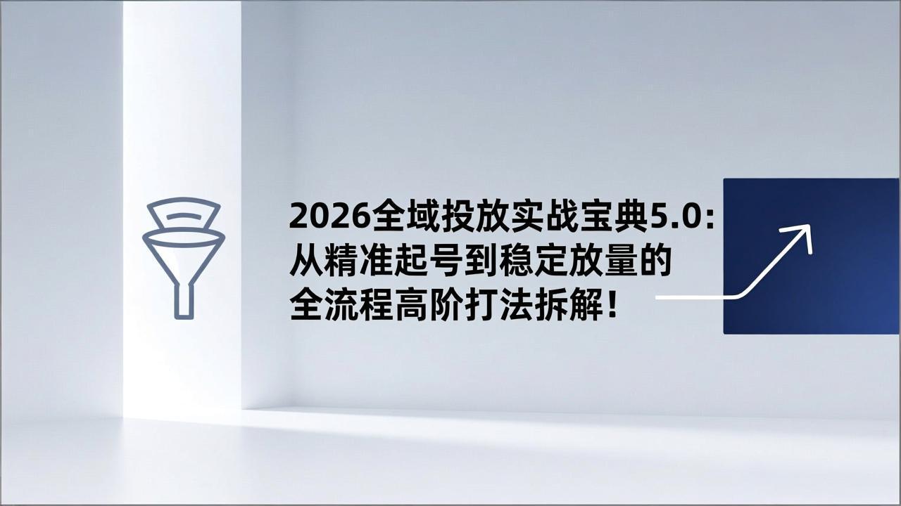 2026全域投放实战宝典5.0：从精准起号到稳定放量的全流程高阶打法拆解！网赚库-项目库-轻创网-中创网-福缘网-冒泡网-资源之家-魔方项目库网赚库