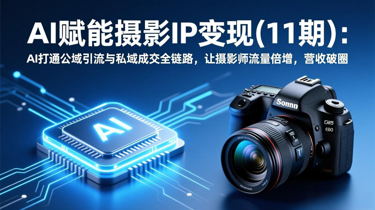 AI赋能摄影IP变现(11期网赚库-项目库-轻创网-中创网-福缘网-冒泡网-资源之家-魔方项目库网赚库