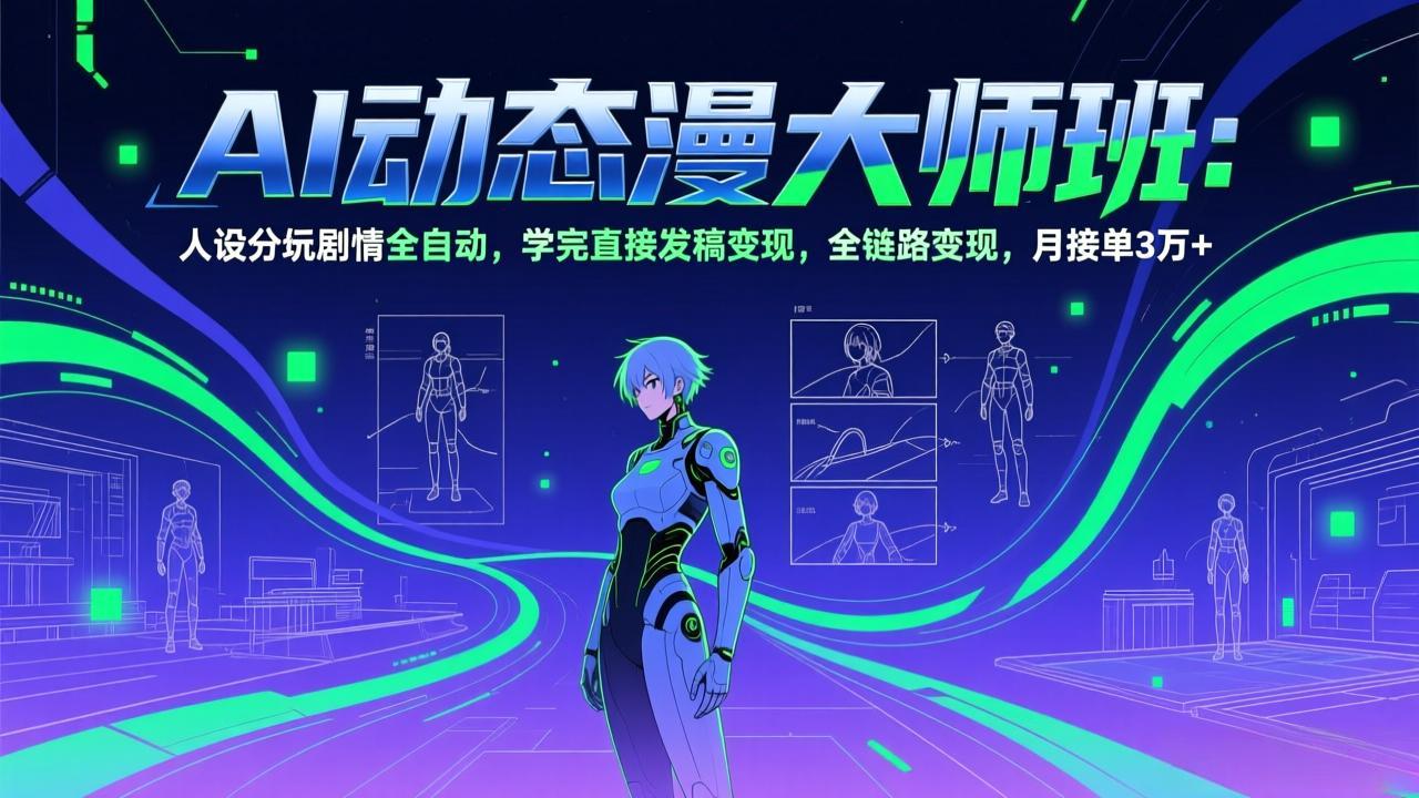 AI动态漫剧大师班：人设分镜剧情全自动，学完直接发稿变现，全链路变现，月接单3万+网赚库-项目库-轻创网-中创网-福缘网-冒泡网-资源之家-魔方项目库网赚库