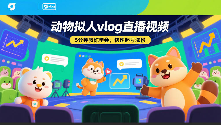 动物拟人vlog直播视频，5分钟教你学会，快速起号涨粉网赚库-项目库-轻创网-中创网-福缘网-冒泡网-资源之家-魔方项目库网赚库
