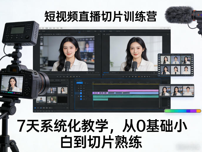 短视频直播切片训练营，7天系统化教学，从0基础小白到切片熟练网赚库-项目库-轻创网-中创网-福缘网-冒泡网-资源之家-魔方项目库网赚库