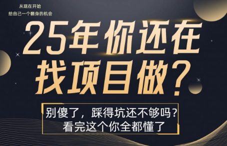 25年，你还在疯狂的找项目吗？别傻了，看完这个你都懂了【揭秘】网赚库-项目库-轻创网-中创网-福缘网-冒泡网-资源之家-魔方项目库网赚库