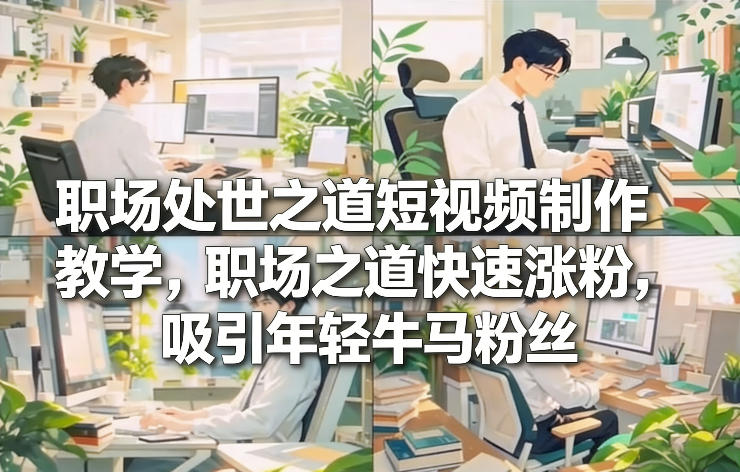 职场处世之道短视频制作教学，职场之道快速涨粉，吸引年轻牛马粉丝网赚库-项目库-轻创网-中创网-福缘网-冒泡网-资源之家-魔方项目库网赚库