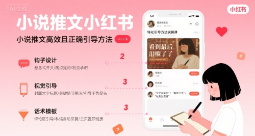 小说推文小红书高转化引导方法实操课，小说推文高效且正确引导方法网赚库-项目库-轻创网-中创网-福缘网-冒泡网-资源之家-魔方项目库网赚库