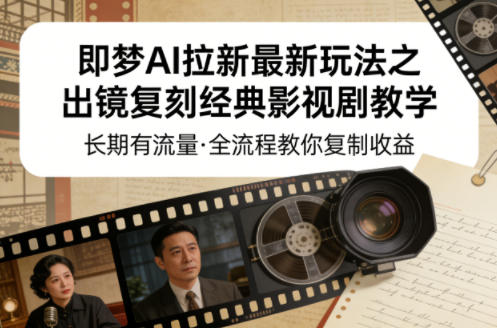 即梦AI拉新最新玩法之出镜复刻经典影视剧教学，长期有流量，全流程教你复制收益网赚库-项目库-轻创网-中创网-福缘网-冒泡网-资源之家-魔方项目库网赚库