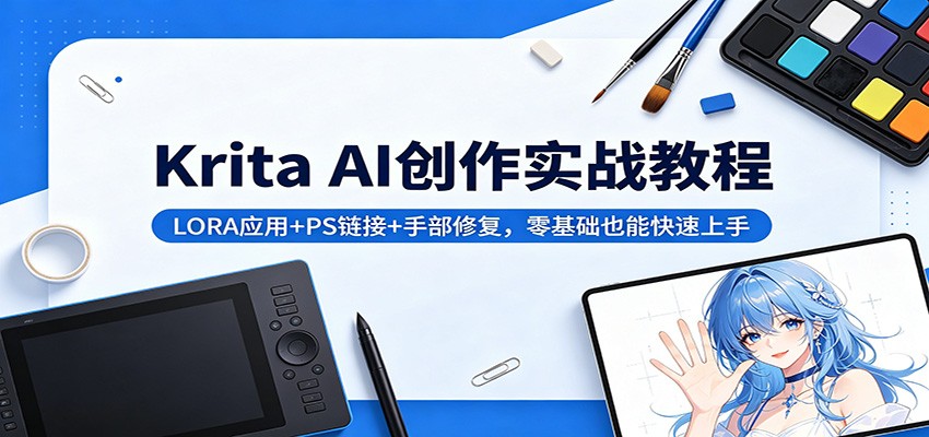 Krita AI创作实战教程：LORA应用+PS链接+手部修复，零基础也能快速上手网赚库-项目库-轻创网-中创网-福缘网-冒泡网-资源之家-魔方项目库网赚库
