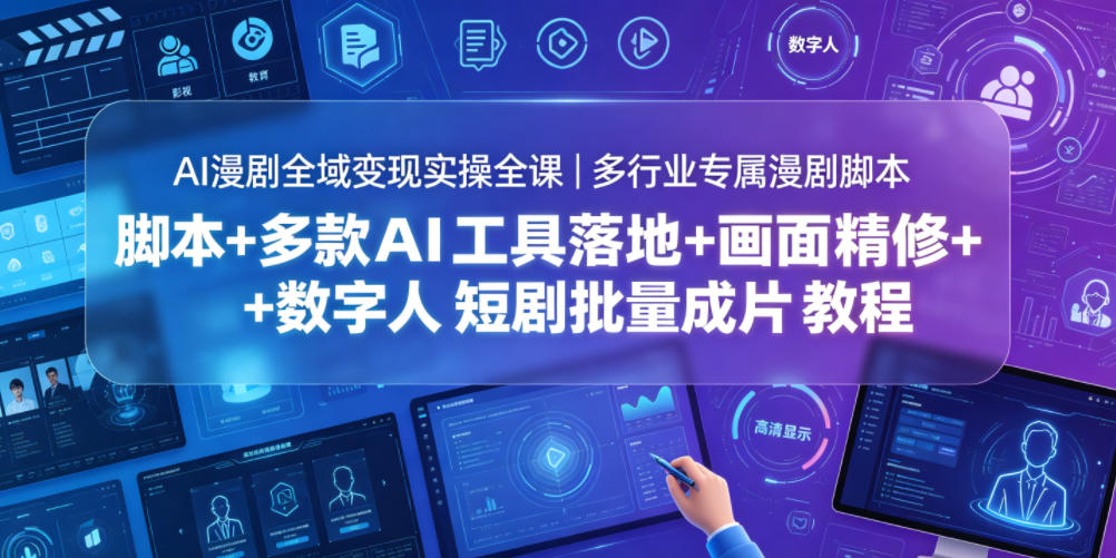 AI漫剧全域变现实操全课|多行业专属漫剧脚本+多款AI工具落地+画面精修+数字人短剧批量成片全教程网赚库-项目库-轻创网-中创网-福缘网-冒泡网-资源之家-魔方项目库网赚库