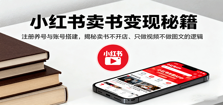 小红书卖书变现秘籍，注册养号与账号搭建，揭秘卖书不开店、只做视频不做图文的逻辑网赚库-项目库-轻创网-中创网-福缘网-冒泡网-资源之家-魔方项目库网赚库