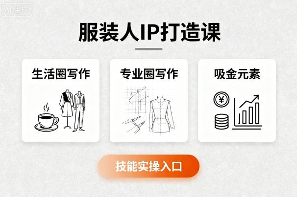 服装人IP打造课，文案创富+生活圈写作+专业圈写作+服装人专属+吸金元素+技能实操网赚库-项目库-轻创网-中创网-福缘网-冒泡网-资源之家-魔方项目库网赚库