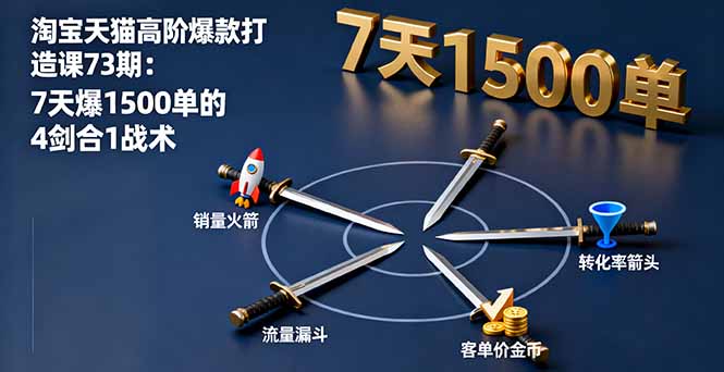 淘宝天猫高阶爆款打造课73期：7天爆1500单的4剑合1战术网赚库-项目库-轻创网-中创网-福缘网-冒泡网-资源之家-魔方项目库网赚库