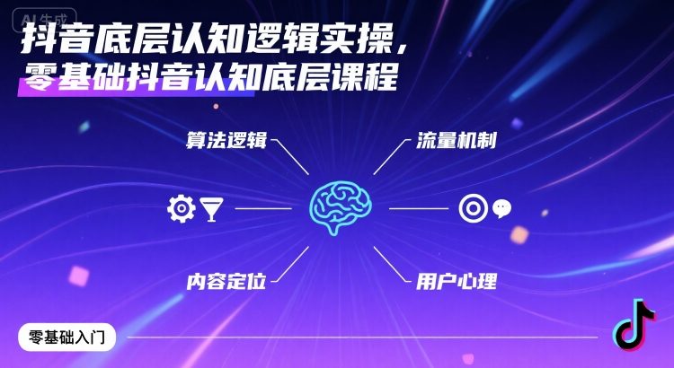 抖音底层认知逻辑实操，零基础抖音认知底层课程网赚库-项目库-轻创网-中创网-福缘网-冒泡网-资源之家-魔方项目库网赚库