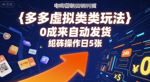 多多虚拟类目玩法，0成本全自动发货，矩阵操作日5张网赚库-项目库-轻创网-中创网-福缘网-冒泡网-资源之家-魔方项目库网赚库