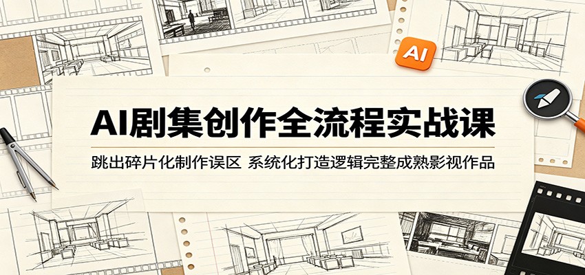 AI剧集创作全流程实战课：跳出碎片化制作误区，系统化打造逻辑完整成熟影视作品网赚库-项目库-轻创网-中创网-福缘网-冒泡网-资源之家-魔方项目库网赚库