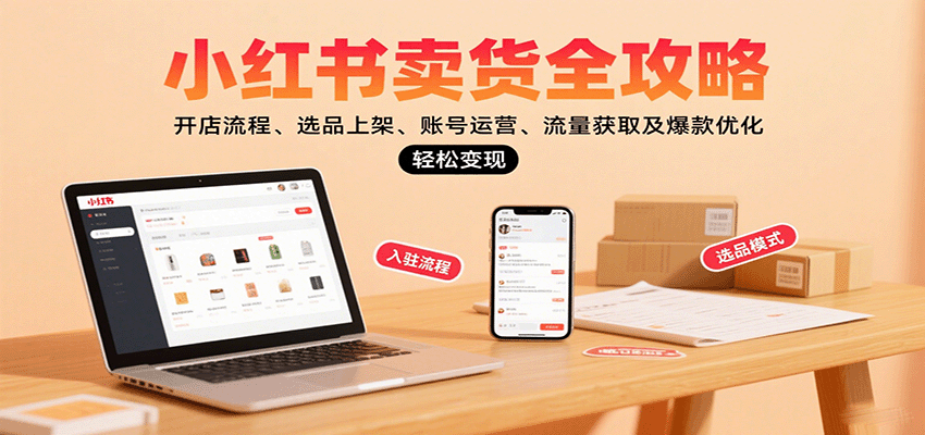 小红书卖货全攻略：开店流程、选品上架、账号运营、流量获取及爆款优化，轻松变现网赚库-项目库-轻创网-中创网-福缘网-冒泡网-资源之家-魔方项目库网赚库