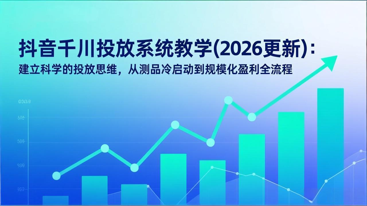 抖音千川投放系统教学(2026更新网赚库-项目库-轻创网-中创网-福缘网-冒泡网-资源之家-魔方项目库网赚库