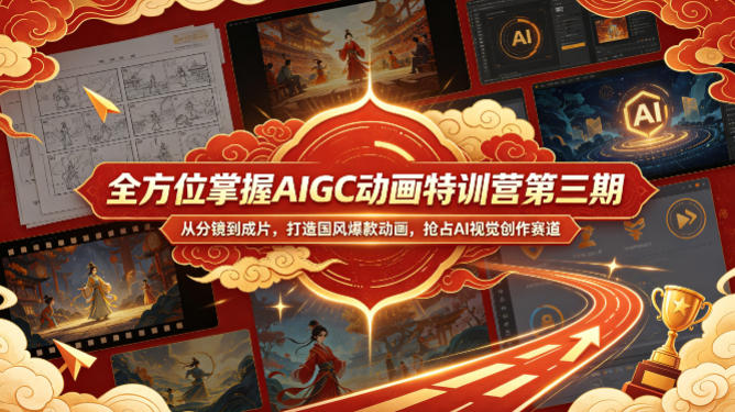 全方位掌握AIGC动画特训营第三期，从分镜到成片，打造国风爆款动画，抢占AI视觉创作赛道红利网赚库-项目库-轻创网-中创网-福缘网-冒泡网-资源之家-魔方项目库网赚库
