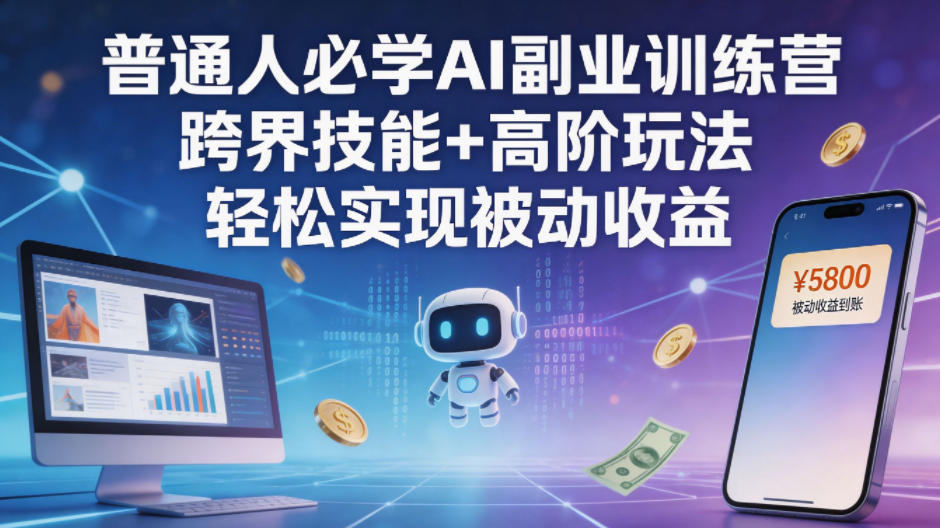 普通人必学AI副业训练营跨界技能+高阶玩法轻松实现被动收益网赚库-项目库-轻创网-中创网-福缘网-冒泡网-资源之家-魔方项目库网赚库
