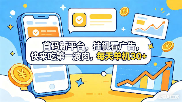 首码新平台,挂G自动看广告,快来吃第一波肉,每天单机30+,可矩阵放大【揭秘】网赚库-项目库-轻创网-中创网-福缘网-冒泡网-资源之家-魔方项目库网赚库