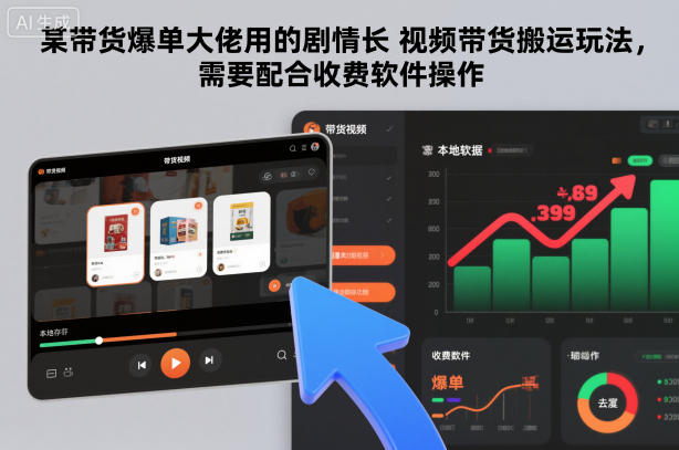 某带货爆单大佬用的剧情长视频带货搬运玩法，需要配合收费软件操作网赚库-项目库-轻创网-中创网-福缘网-冒泡网-资源之家-魔方项目库网赚库