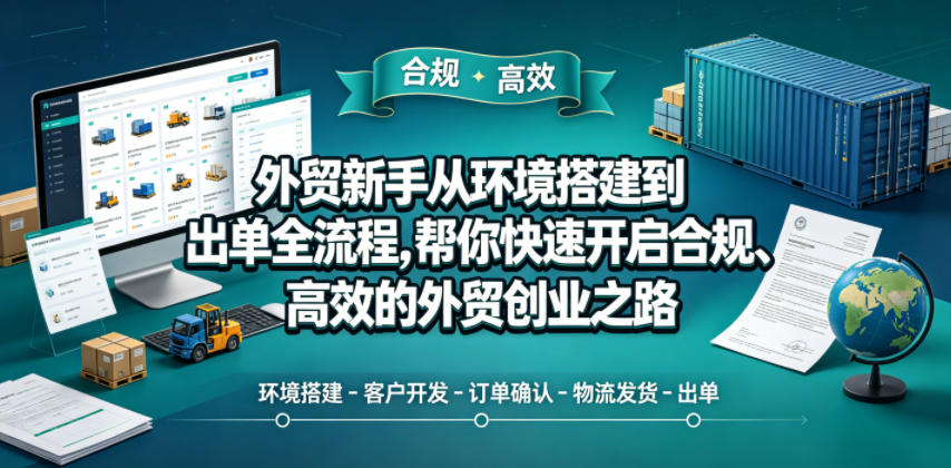 外贸新手从环境搭建到出单全流程,帮你快速开启合规、高效的外贸创业之路网赚库-项目库-轻创网-中创网-福缘网-冒泡网-资源之家-魔方项目库网赚库