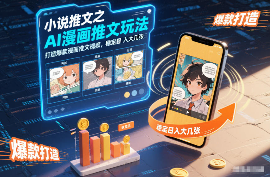 小说推文之AI漫画推文玩法，打造爆款漫画推文视频，稳定日入大几张网赚库-项目库-轻创网-中创网-福缘网-冒泡网-资源之家-魔方项目库网赚库