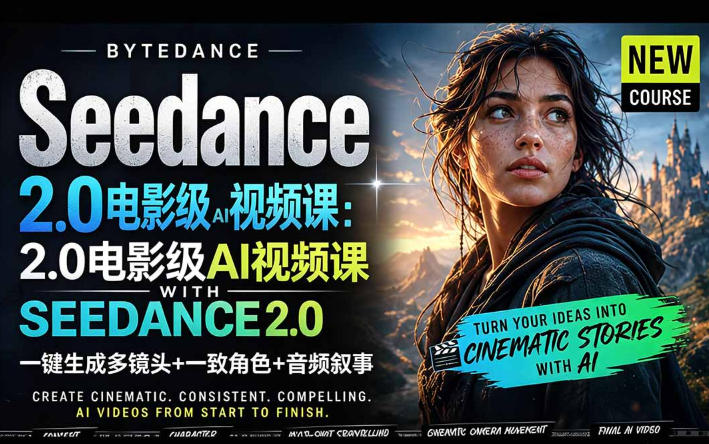 字节跳动的Seedance 2.0 AI电影视频生成制作教程,一键生成多镜头+一致角色+音频叙事-中英字幕网赚库-项目库-轻创网-中创网-福缘网-冒泡网-资源之家-魔方项目库网赚库