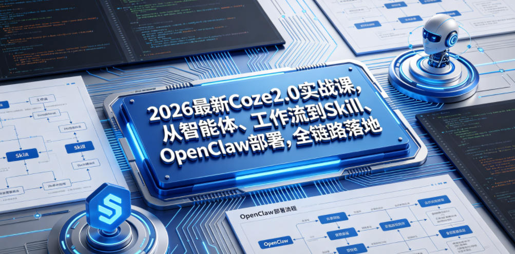 2026最新Coze2.0实战课，从智能体、工作流到Skill、OpenClaw部署，全链路落地网赚库-项目库-轻创网-中创网-福缘网-冒泡网-资源之家-魔方项目库网赚库