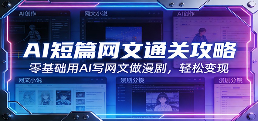 AI短篇网文通关攻略：零基础用AI写网文做漫剧，轻松变现网赚库-项目库-轻创网-中创网-福缘网-冒泡网-资源之家-魔方项目库网赚库