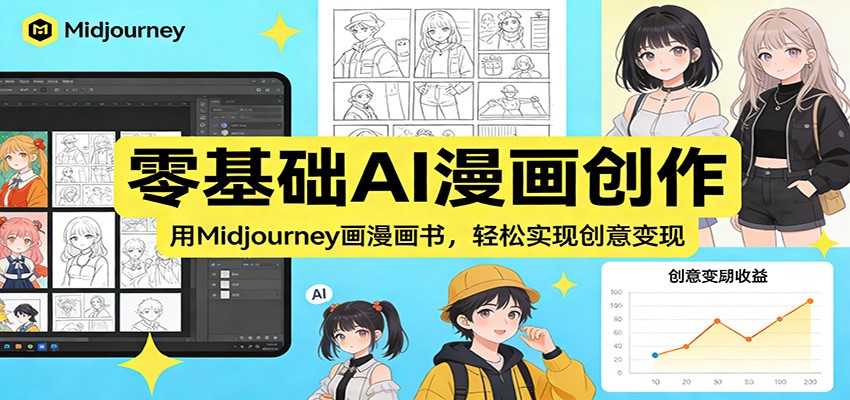 零基础AI漫画创作：用Midjourney画漫画书，轻松实现创意变现网赚库-项目库-轻创网-中创网-福缘网-冒泡网-资源之家-魔方项目库网赚库