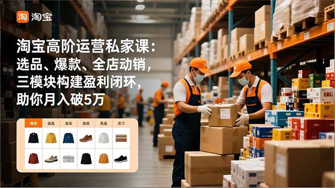 淘宝高阶运营私家课：选品、爆款、全店动销，三模块构建盈利闭环，助你月入破5万(更新12月网赚库-项目库-轻创网-中创网-福缘网-冒泡网-资源之家-魔方项目库网赚库