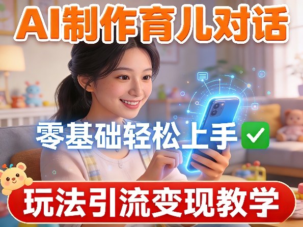 AI制作育儿对话，零基础轻松上手，玩法引流变现教学网赚库-项目库-轻创网-中创网-福缘网-冒泡网-资源之家-魔方项目库网赚库